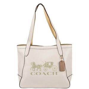 COACH Tote Embossed Horse & Carriage in Cream Leather